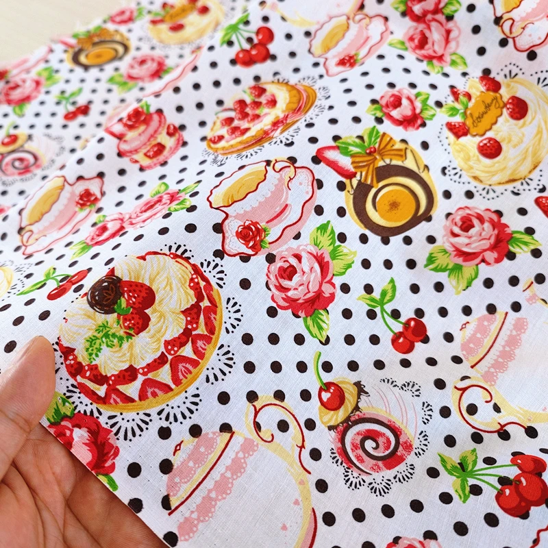 140x50cm 40s Cotton Dessert Cake Fabric Pastry Layout Background Children's Ing Pajamas Dress Handmade Sewing Cloth