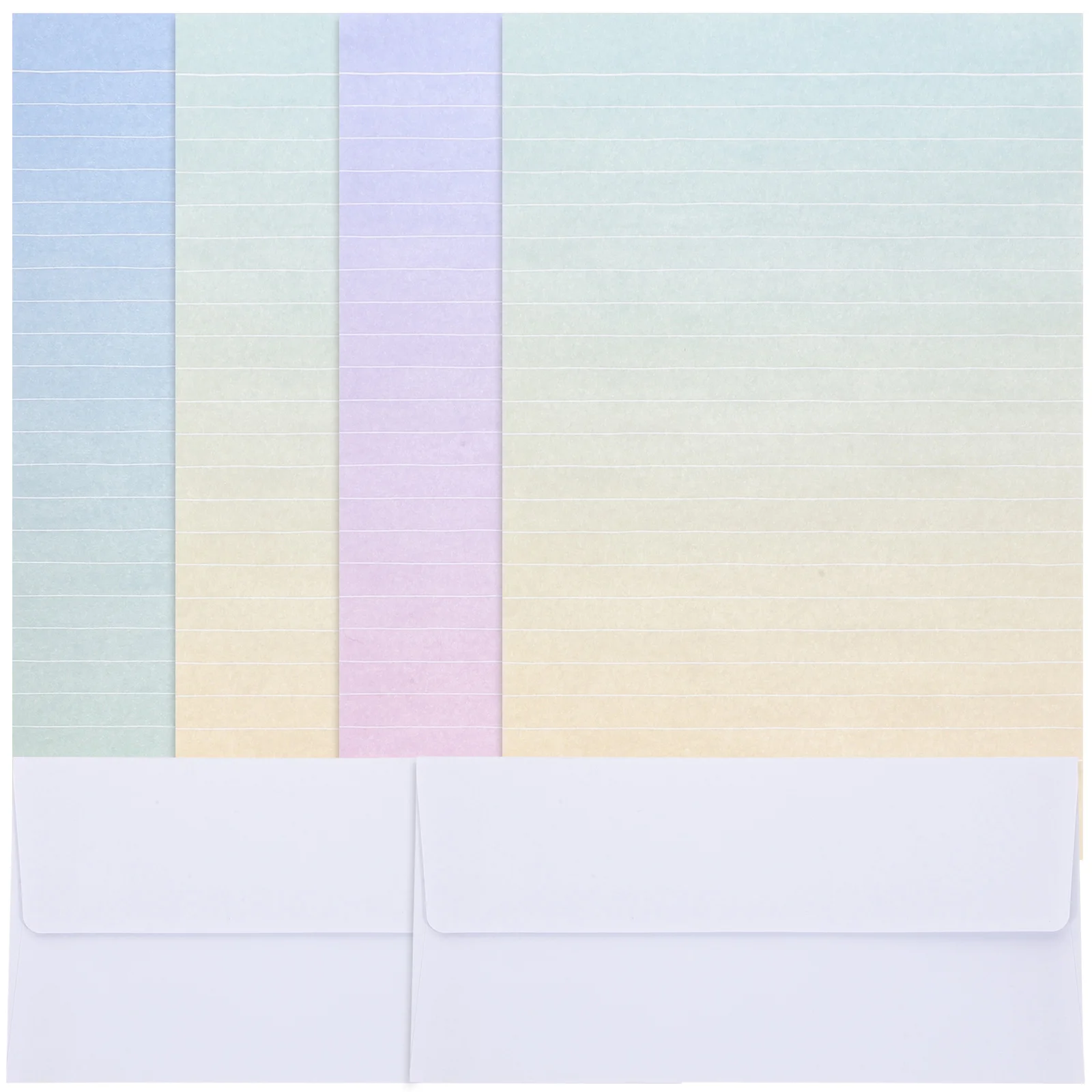 

4 Sets Creative Gradient Envelopes Letter Paper Lovely Writing Stationery Envelope Set for Party Festive (4 Letter Paper and 2 E