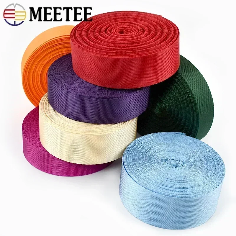 5M 20-50mm Nylon Webbing for Bag Strap 0.7mm Thick Colorful Satin Ribbon Tape Belt Sling Sewing Bias Binding Trimmings Material