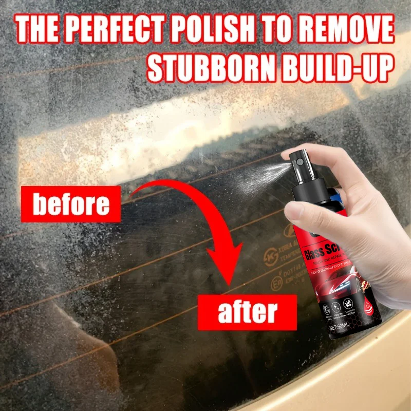 Spray de polissage pour film gras sur vitres de voiture, pour restaurer une clarté éclatante sur les voitures, les salles de bain et les miroirs - Amélioration de la qualité, produit d'entretien automobile
