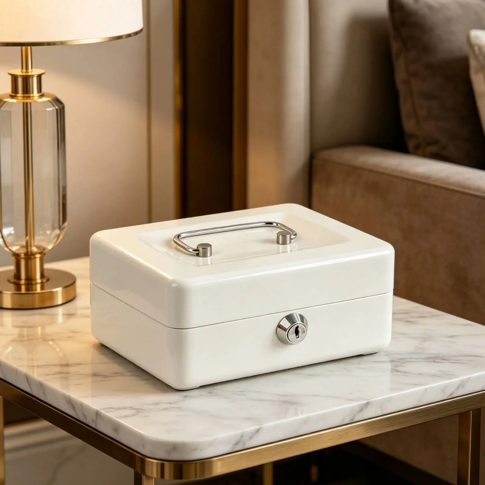 

Coin Box Password Lock Lockable Currency Box Currency Safe Removable Tray Currency Storage Case Portable Handle