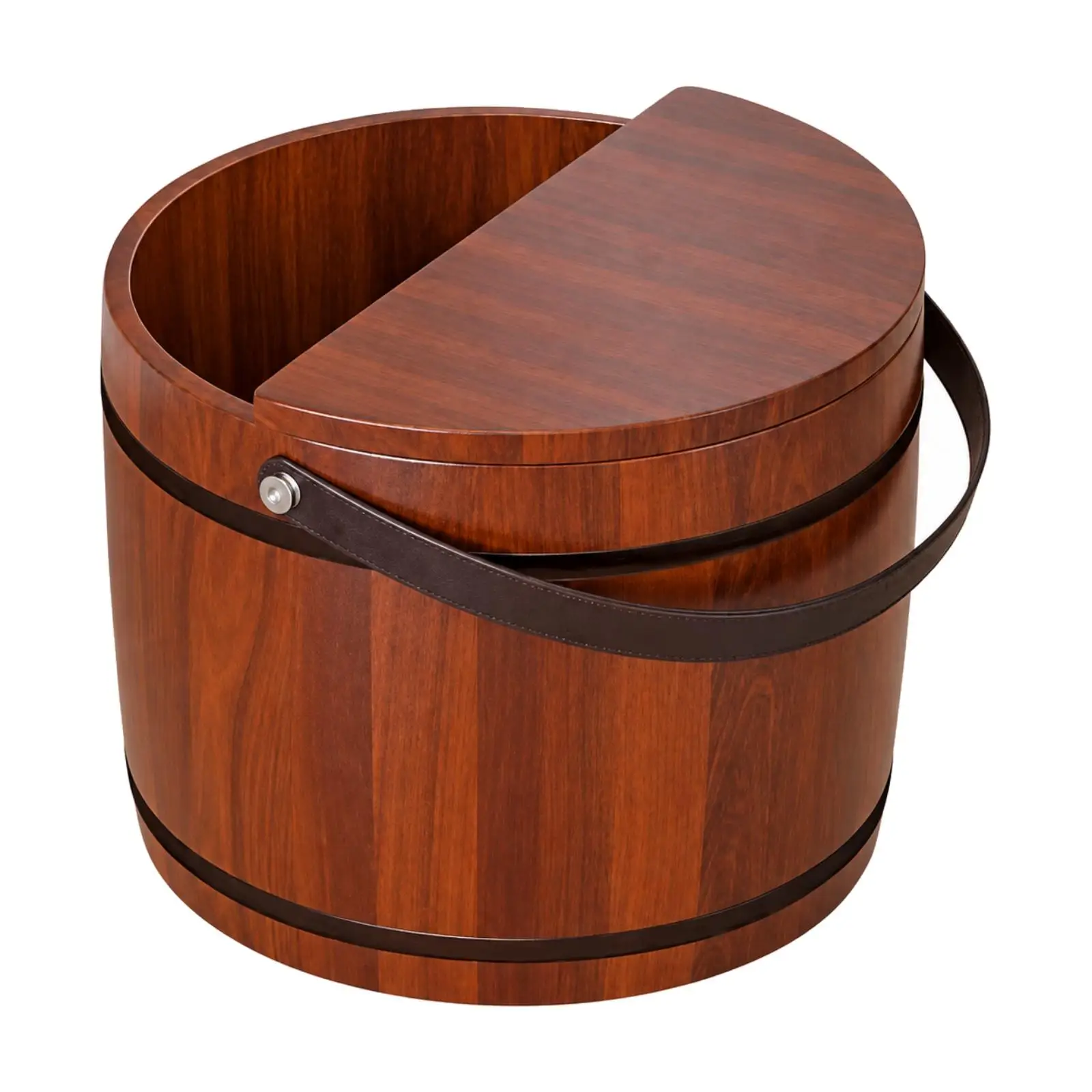 Cedar Wood Foot-Soaking Bucket Thick-Walled Cylindrical Cedar Foot Bath Bucket Lidded for Washroom Use, Bedroom Relaxation,