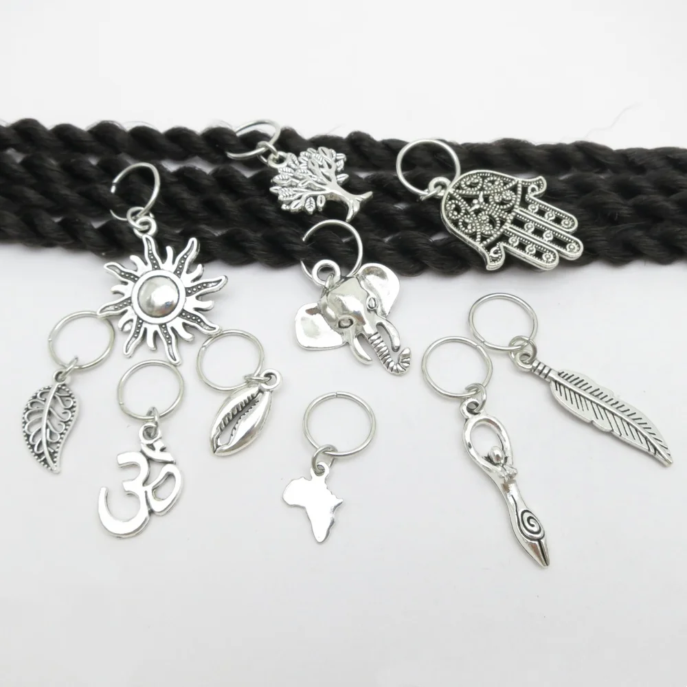 10 قطعة/الحزمة شجرة/الفيل/ورقة DIY بها بنفسك حلقات الشعر جديلة الرهبة Dreadlock الخرز مقاطع السحر الأصفاد ل إكسسوارات الشعر التمديد #5