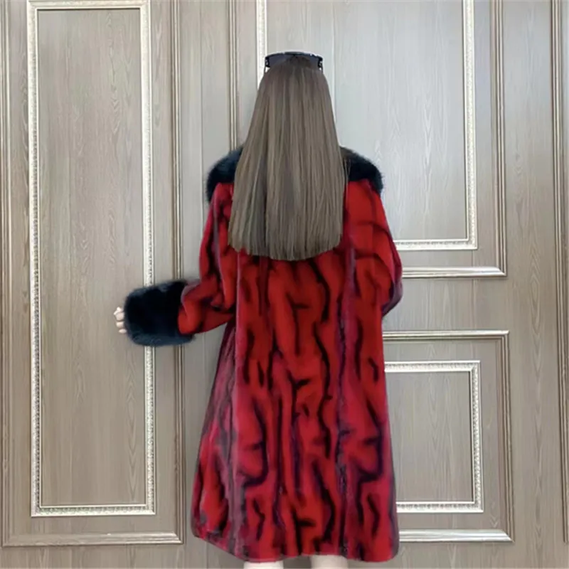 Faux Fur Coat for Women, Long Jacket, Thick Warm Clothes,Large Fur Collar,Spliced , Autumn and Winter