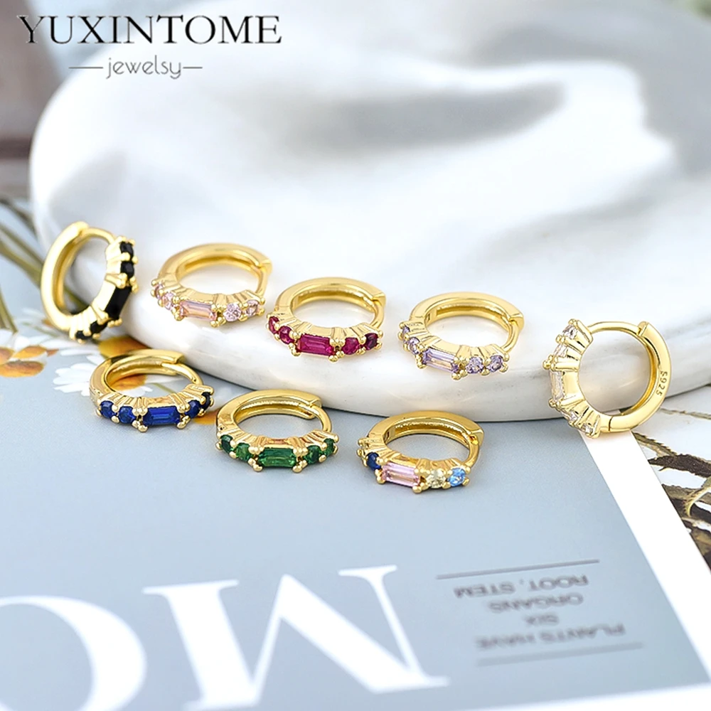 

2026 new 925 Sterling Silver Needle Pinhole Classic Fashion Rectangular Full Zircon Circle Earrings for Women Beautiful Jewelryn