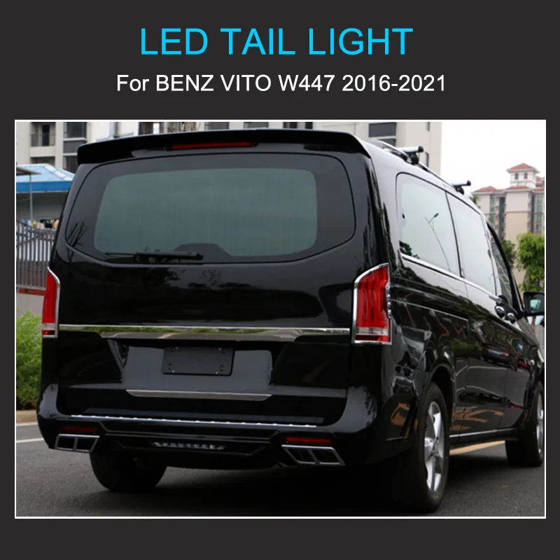 1 Pair LED Tail Light Assembly for Benz Vito W447 2016-2011 Taillight Plug and Play with LED Dynamic Turning Rear Tail lights