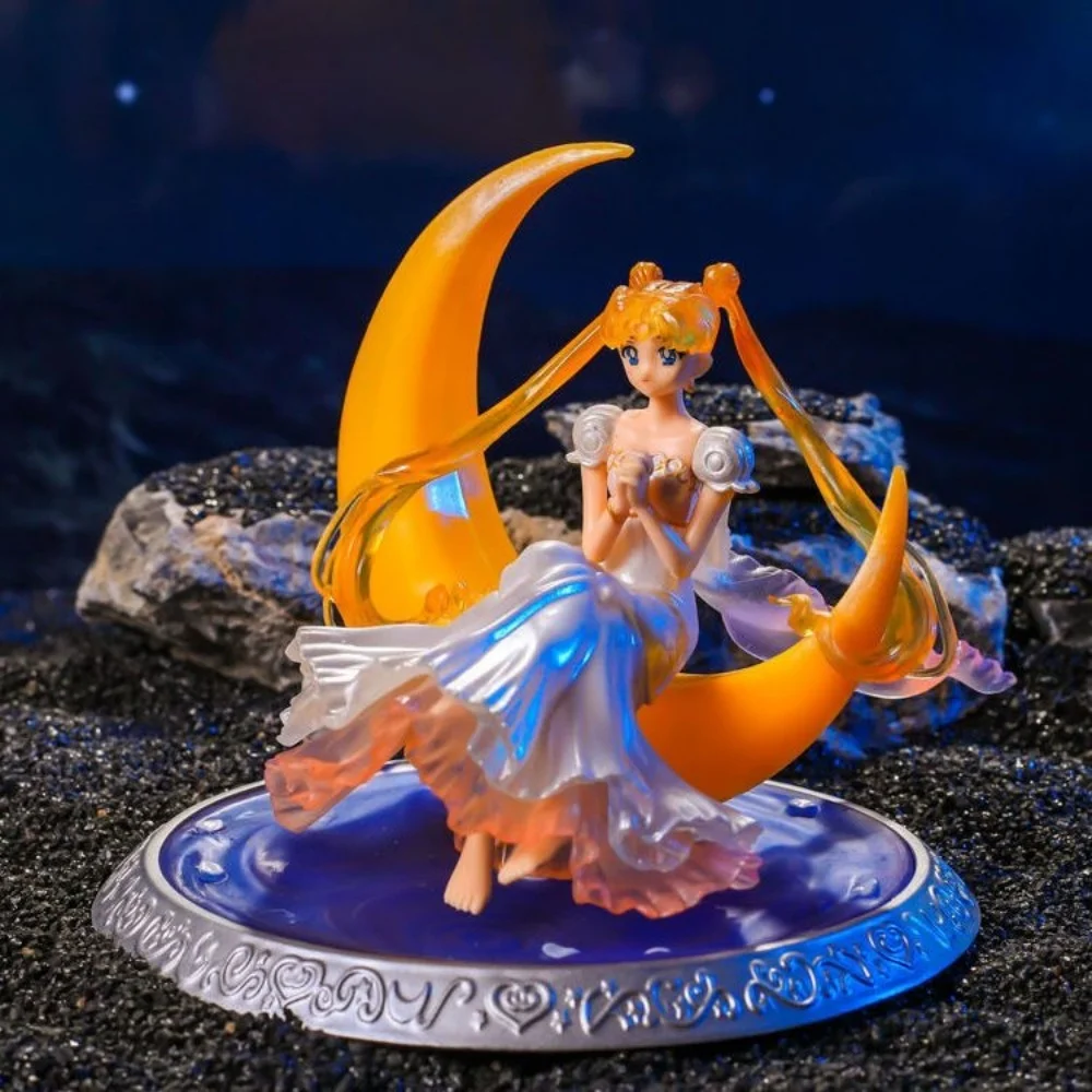 Sailor Moon Ornament Anime Surrounding Aesthetic Figure Model Glowing Night Light Room Desktop Decoration Cute Toy Children Gift