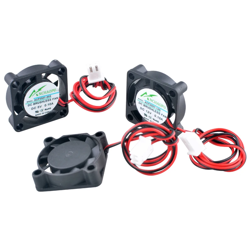 

ANCHAOPU 2.5cm 25mm fan 25x25x7mm DC5V/12V/24V 2pin Micro ultra-thin cooling fan for printer power supply Raspberry Pi