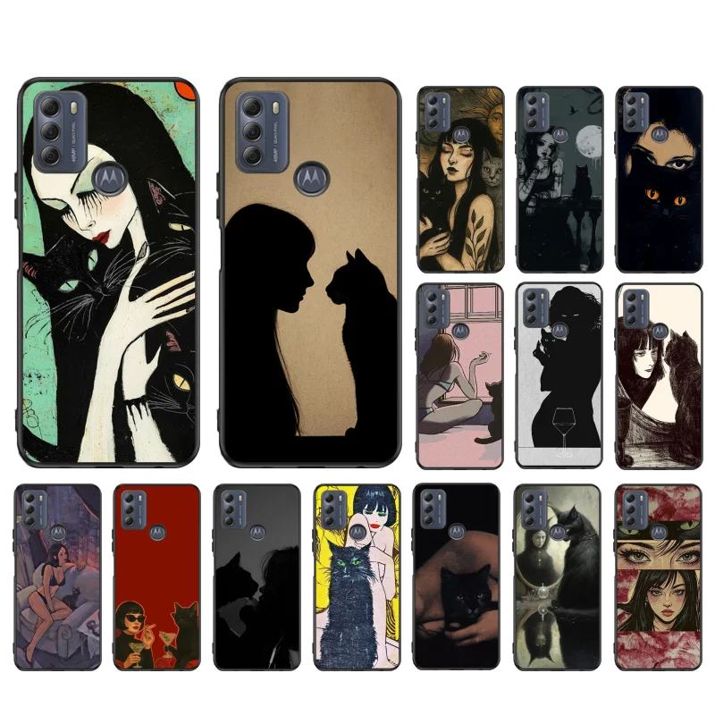 

Phone Case For Moto G86 G85 G75 G15 G05 G56 G72 G53 G54 G84 G60 G31 G32 G24 G 5G G Play Cat Lady Art