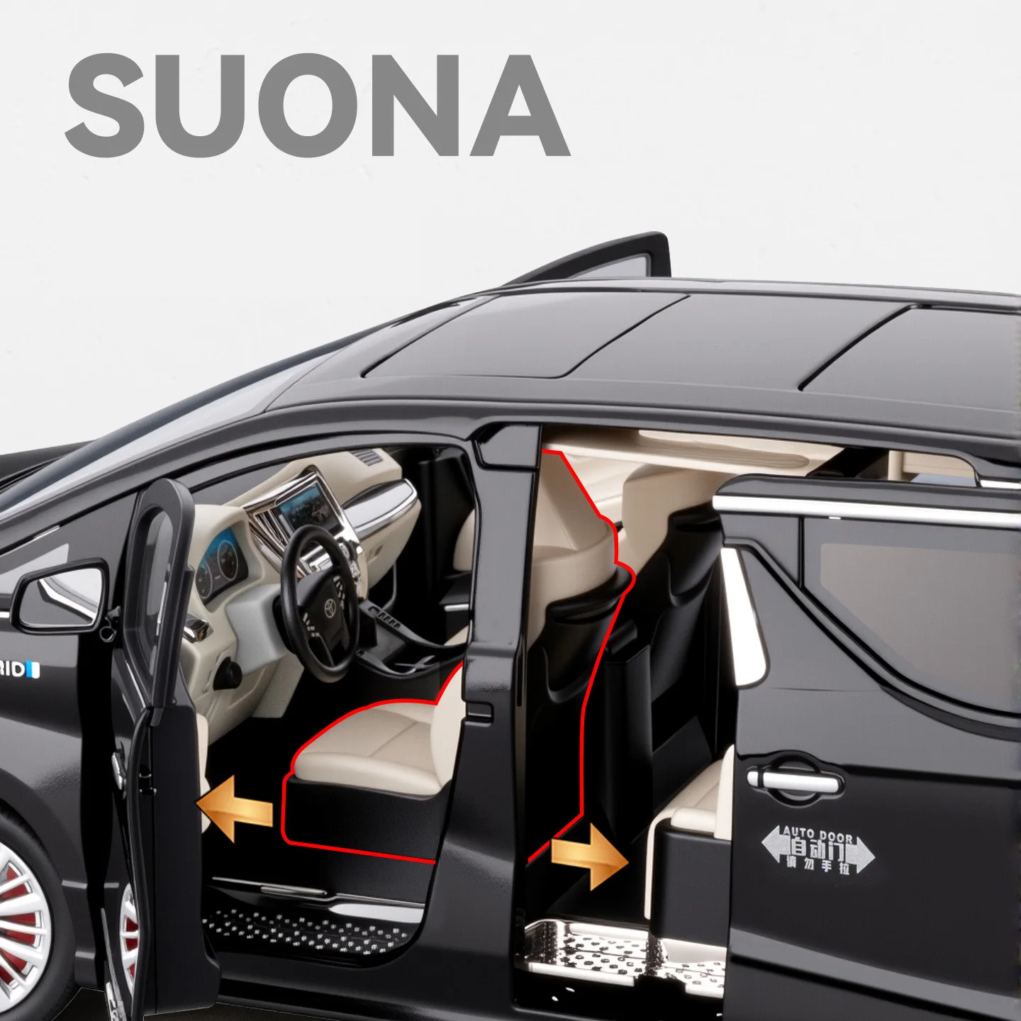 1:18 Vellfire MPV التلقائي باب سبيكة سيارة نموذج الصوت والضوء التراجع لعبة الأطفال المقتنيات هدية عيد ميلاد