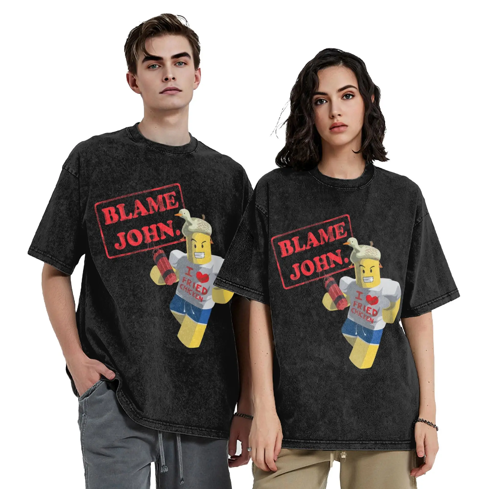 الرجال النساء خمر غسلها تي شيرت اللوم جون ميمي طباعة قميص الملابس Harajuku تي شيرت #2