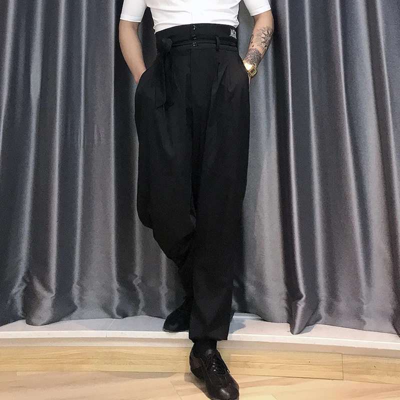 2023 New Latin Dance Pants For Men National Standard Dance High Waist Loose Pleated Trousers Ballroom Latin Dance Wear DQS1857