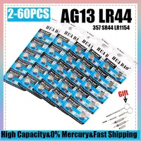 NEW 2-60PCS LR44 AG13 Button Cell Battery 1.5V 357 SR44 LR1154 Button Coin RW82 SR1154 SP76 Batteries for Watch Toys Remote