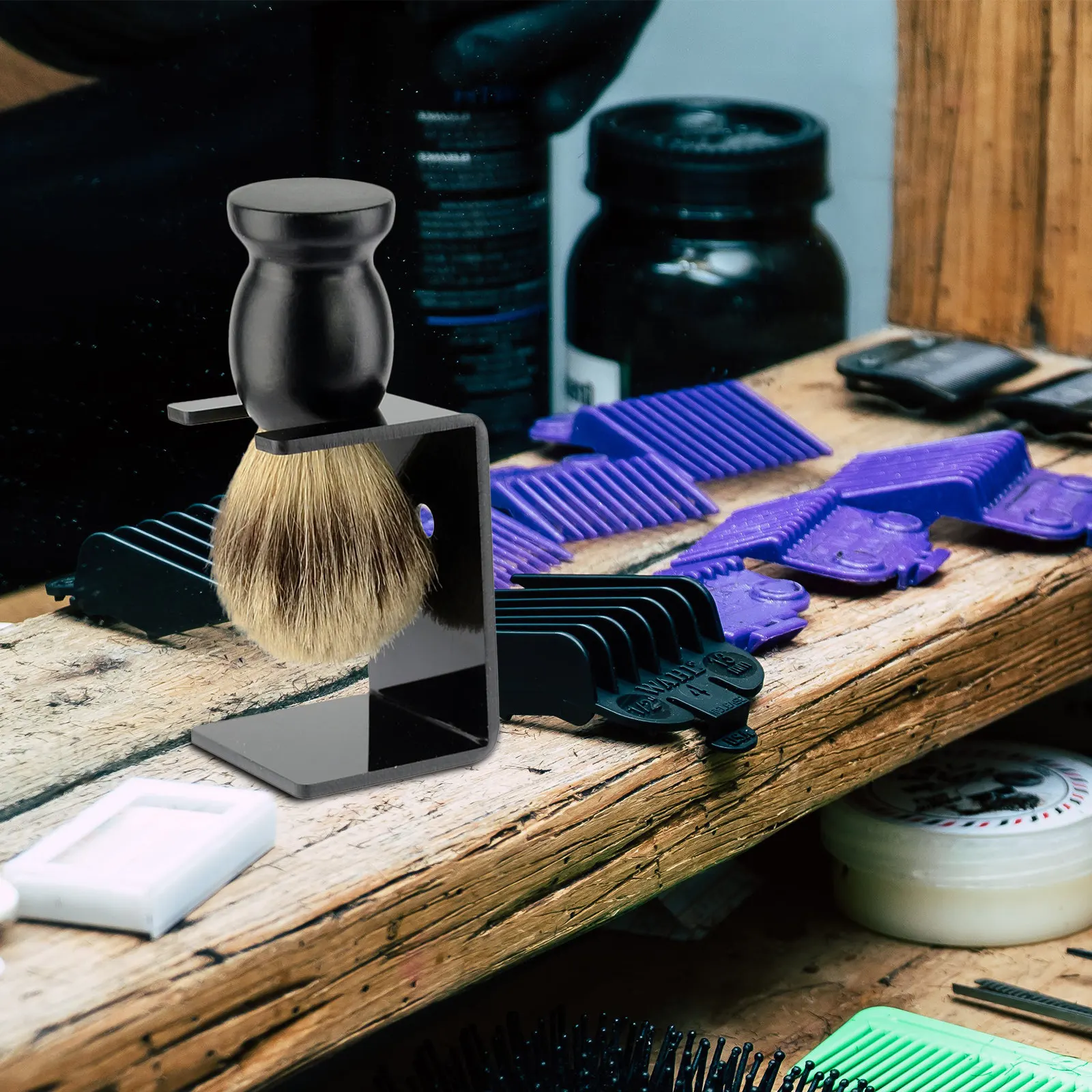 Sleek Shaving Brush Stand Razor Organizer Durable Bathroom Grooming Tool Holder Multifunctional Space Saving Design