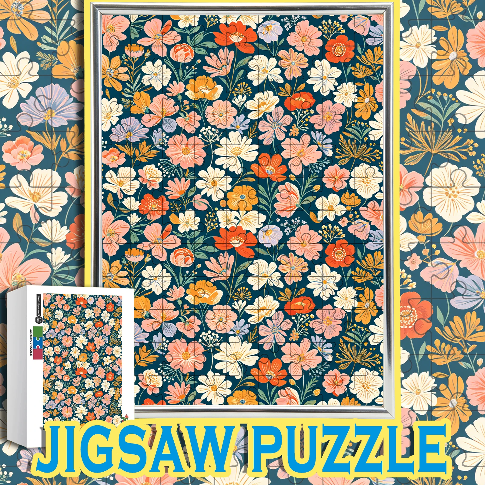 

Vintage Full Bloom Floral Pattern Wooden Jigsaw Puzzle 108/200/300/500/1000pcs Color Box