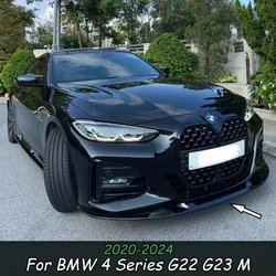 Black 3Pcs Front Bumper Body Kit Spoiler Lip For BMW 4 Series G22 G23 M-Sport 2 Doors 2020-2024+ Splitter Lip Diffuser Bodykits
