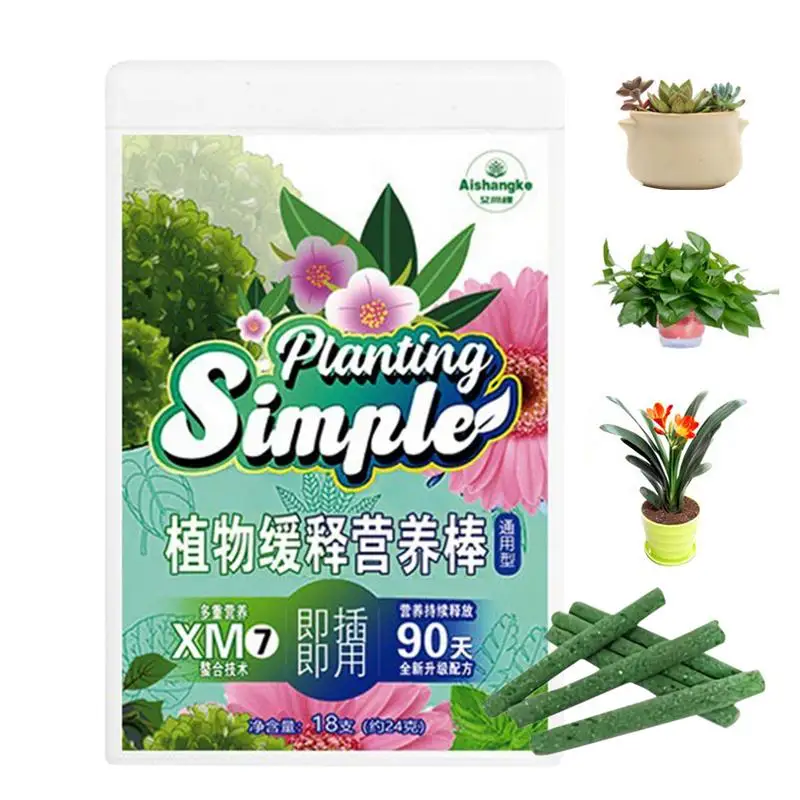 

Plant Fertilizer Sticks Time-Saving 18pcs Slow Release Plant Spikes Convenient Plant Food Nourishing For Indoor Plants Flowers