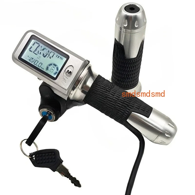 

Electric Scooter Bicycle LCD Screen Throttle Handlebar Accelerator with Speed Voltage Mileage 3 Speed Key Lock Function