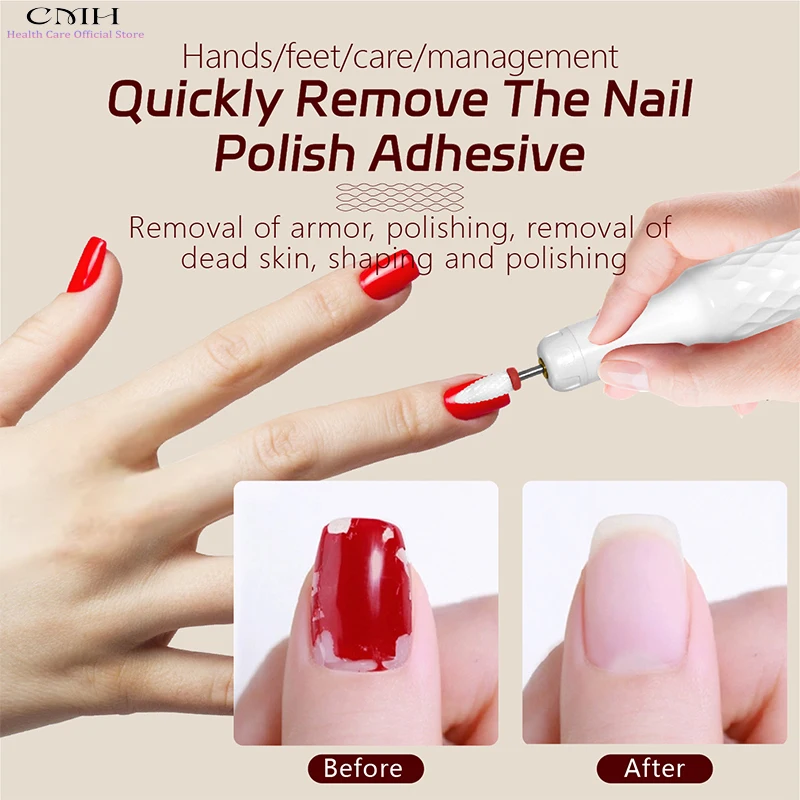 مثقاب أظافر احترافي قابل لإعادة الشحن لاسلكيًا، أداة مزيل جل الأكريليك المحمولة مع أشرطة صنفرة لصالونات التجميل المنزلية