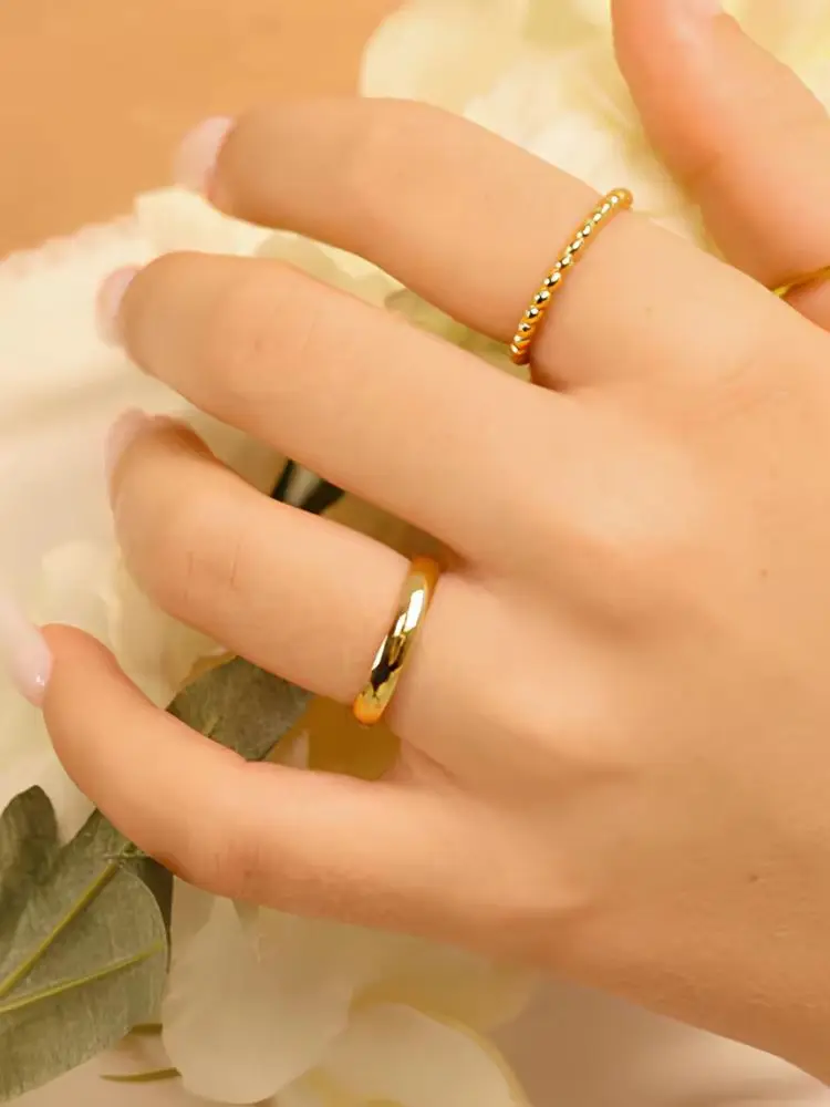 Einfache 8-mm-Ringe aus Edelstahl für Damen, trendiger, 18-karätig vergoldeter, wasserdichter Schmuck, Geschenk für die beste Freundin, verblasst nicht