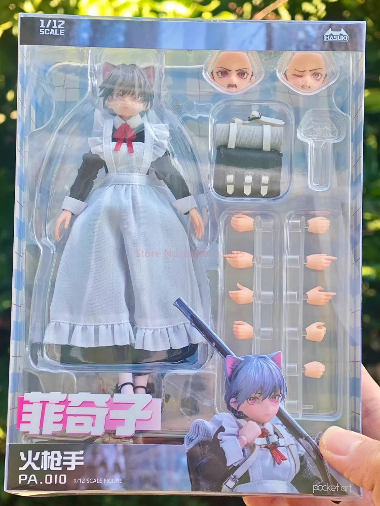 En stock: Figura de acción original God Cat Beat Hasuki Pocket Art 1/12 Pa010 Musketeer Ficchizi con traje de sirvienta, modelo coleccionable.