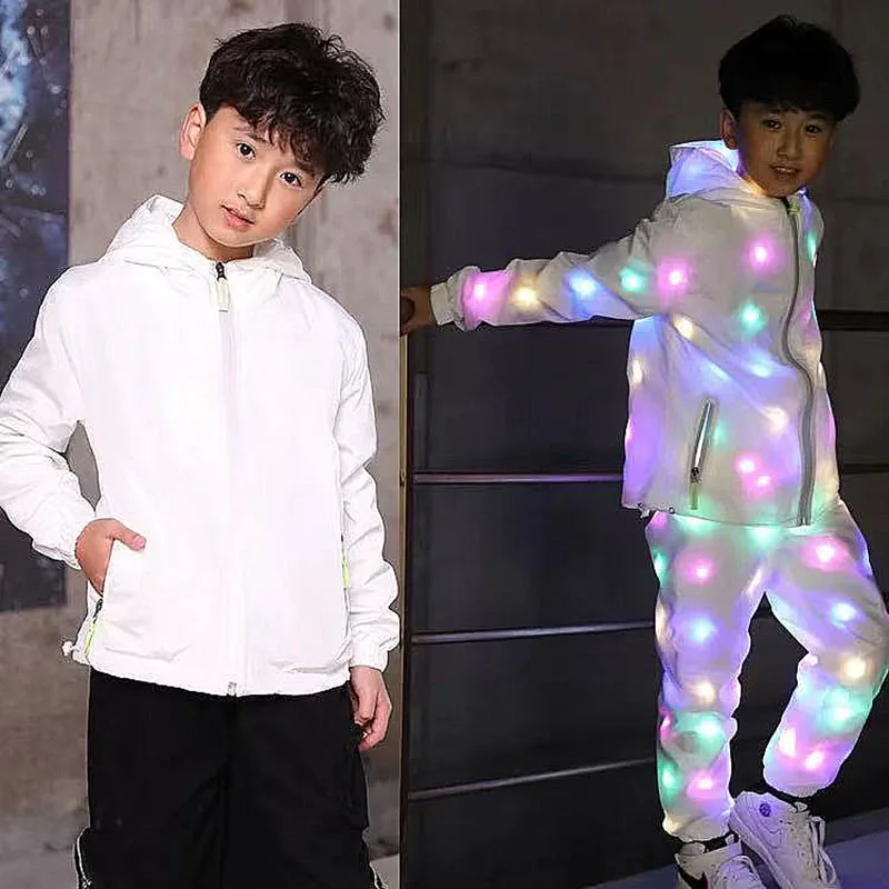 Colorful Luminous LED Clothing Children's LED Jacket Pants for Kids Novelty Gifts Dance Night Stage Performance Costume