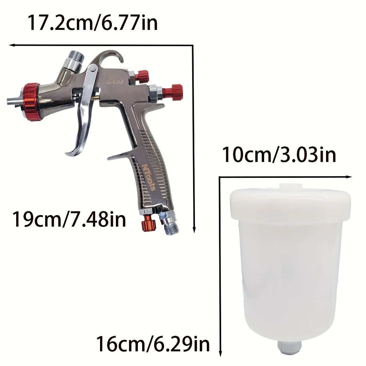 NTOOLS 1.3mm Auto Spray Gun High Atomization Gravity Feed Manual Pneumatic Paint Sprayer for Furniture Leather Sheet Metal
