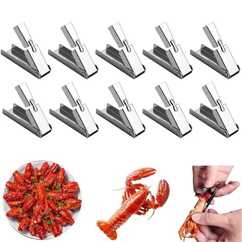 A27F-Professional Stainless Steel Crawfish Tail Remover And Shelling Tool, 10 Pieces Set