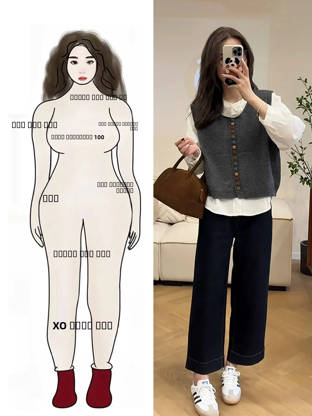 

Весенний модный комплект для женщин больших размеров: рубашка с длинным рукавом, вязаный жилет и джинсы. Повседневный стиль, антивозрастной трендовый образ для полных женщин.