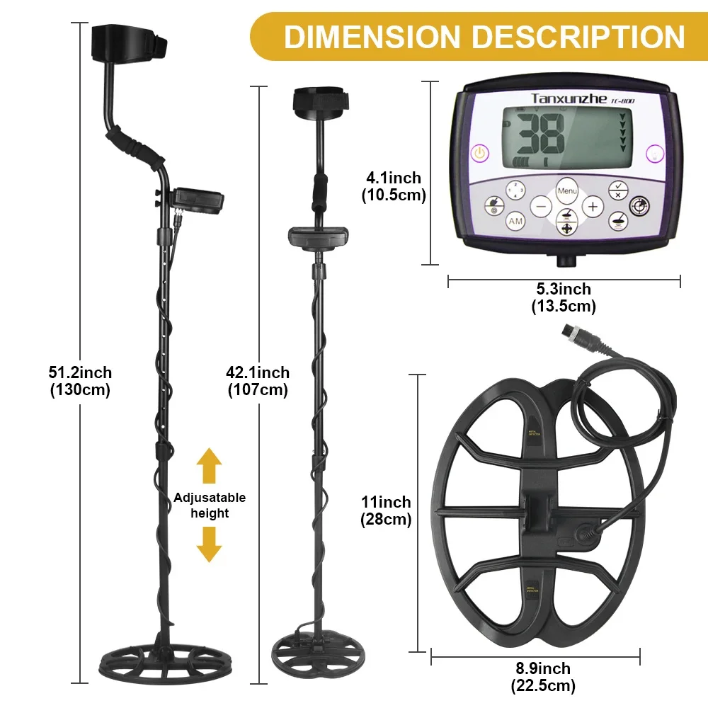 TC-800 High Sensitivity Metal Detector Professional Gold Detector Treasure With Single Frequency Technology