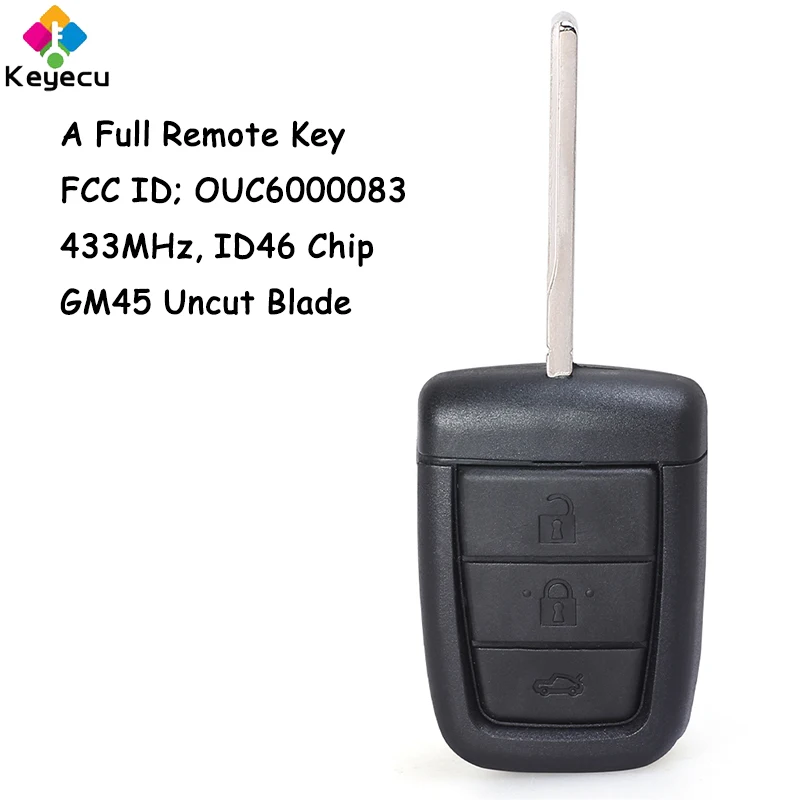 

KEYECU Remote Control Car Key With 3+1 4 Buttons 433MHz ID46 Chip for Holden Commodore VE 2006 2007 2008 2009 2010 2012 2013