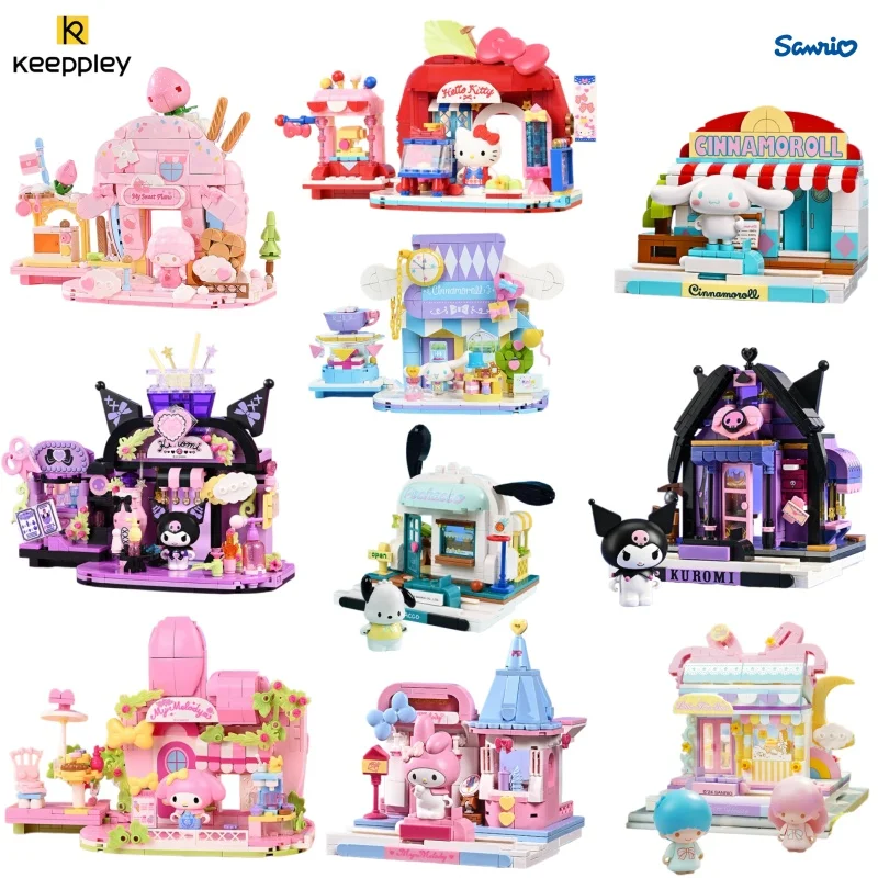 keeppley-sanrio-family-series-building-blocks-street-view-assembly-model-kuromi-cinnamoroll-hello-kitty-ornament-toys-kids-gifts