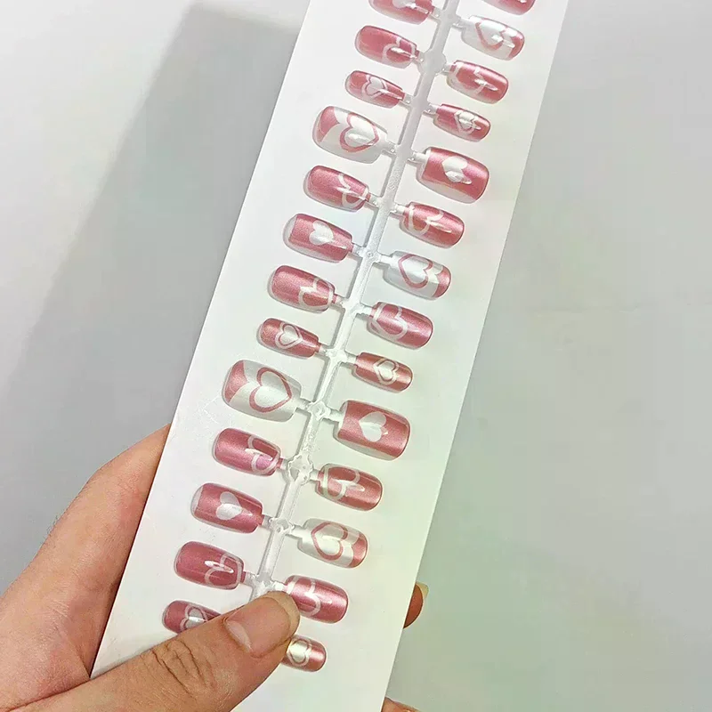 

30 шт., короткие накладные ногти ручной работы с полным покрытием, носимые женские накладные ногти, украшение для маникюра