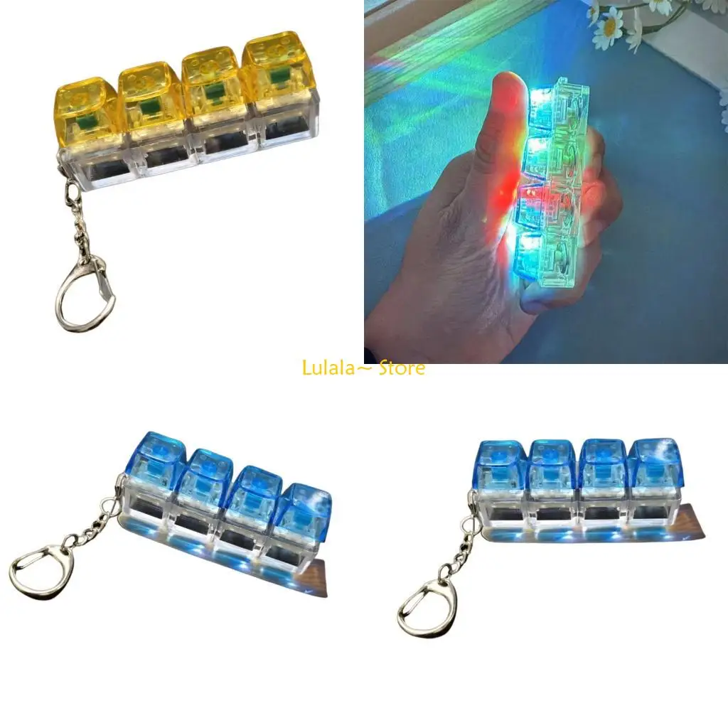 

Y4QA Anti Stress Office Desk Gadget 4 Keychain Mechanical Button Press Relaxation