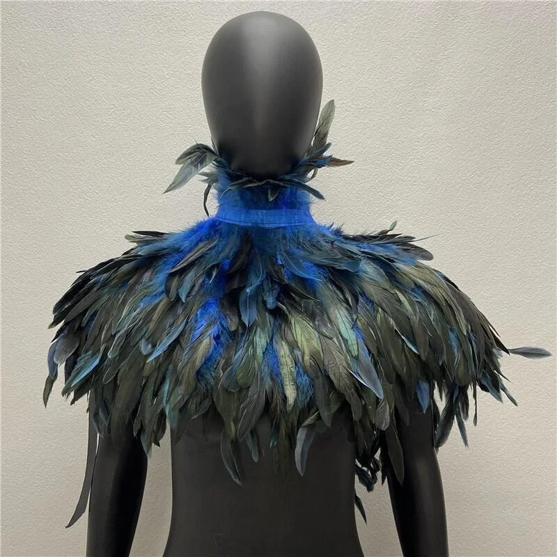 Shoulder Cape for Women Cloak Party Coat Feather Punk Gothic Coat Woman Prom Clothes Shawl Feather Halloween Coats Jackets