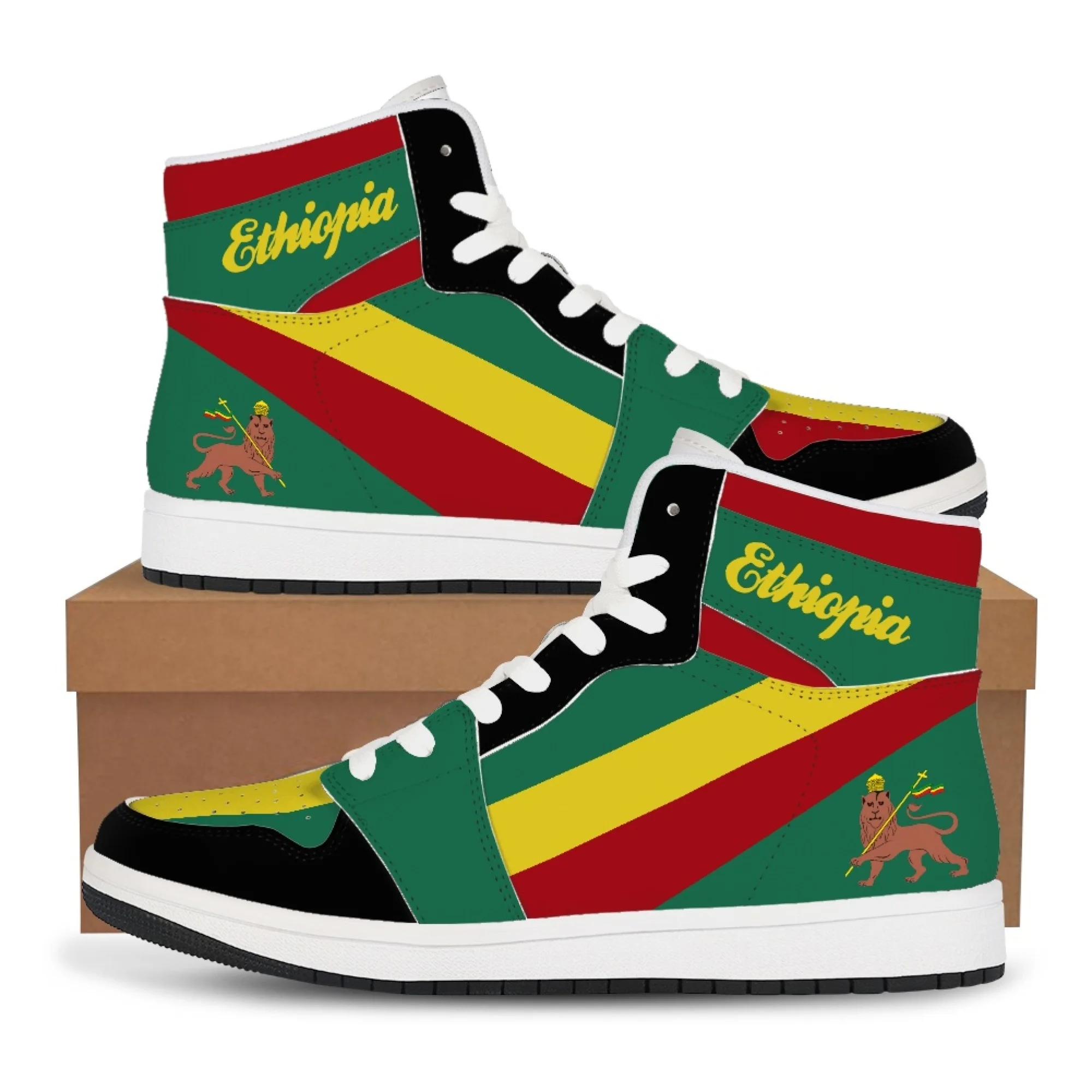 Ethiopian flag Lion of Judah Casual Basketball Shoes High Top Comfortable Breathable 3D Print Men Women Sneakers