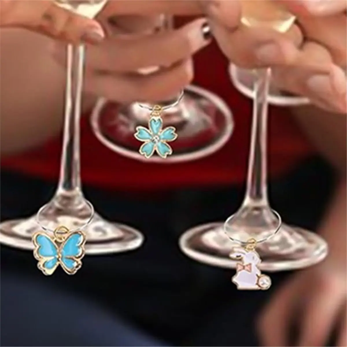 24pcs Summer Beach Wine Glass Charms Fun Identifier Tags for Stem Glasses for Parties