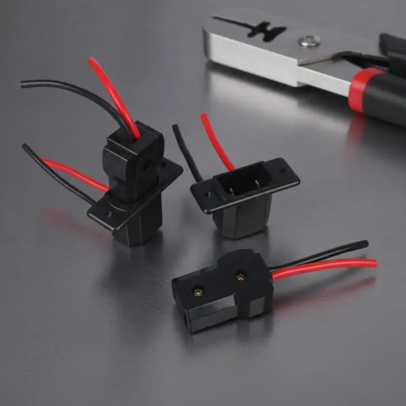 Black 2 Pin Bicycle Battery Charging Plug Socket Set Male Female Connector Electric Quadricycle Power Cable Adapter Replacement