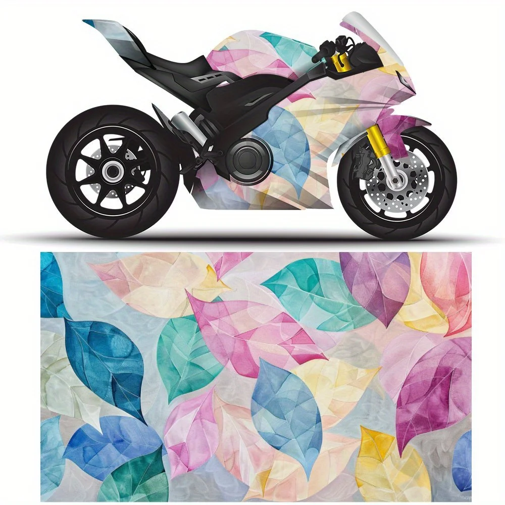 

2 PCS Motorcycle self-adhesive PVC sticker with Pastel Leaf pattern, motorcycle body film, suitable for most motorcycles, Vinyl