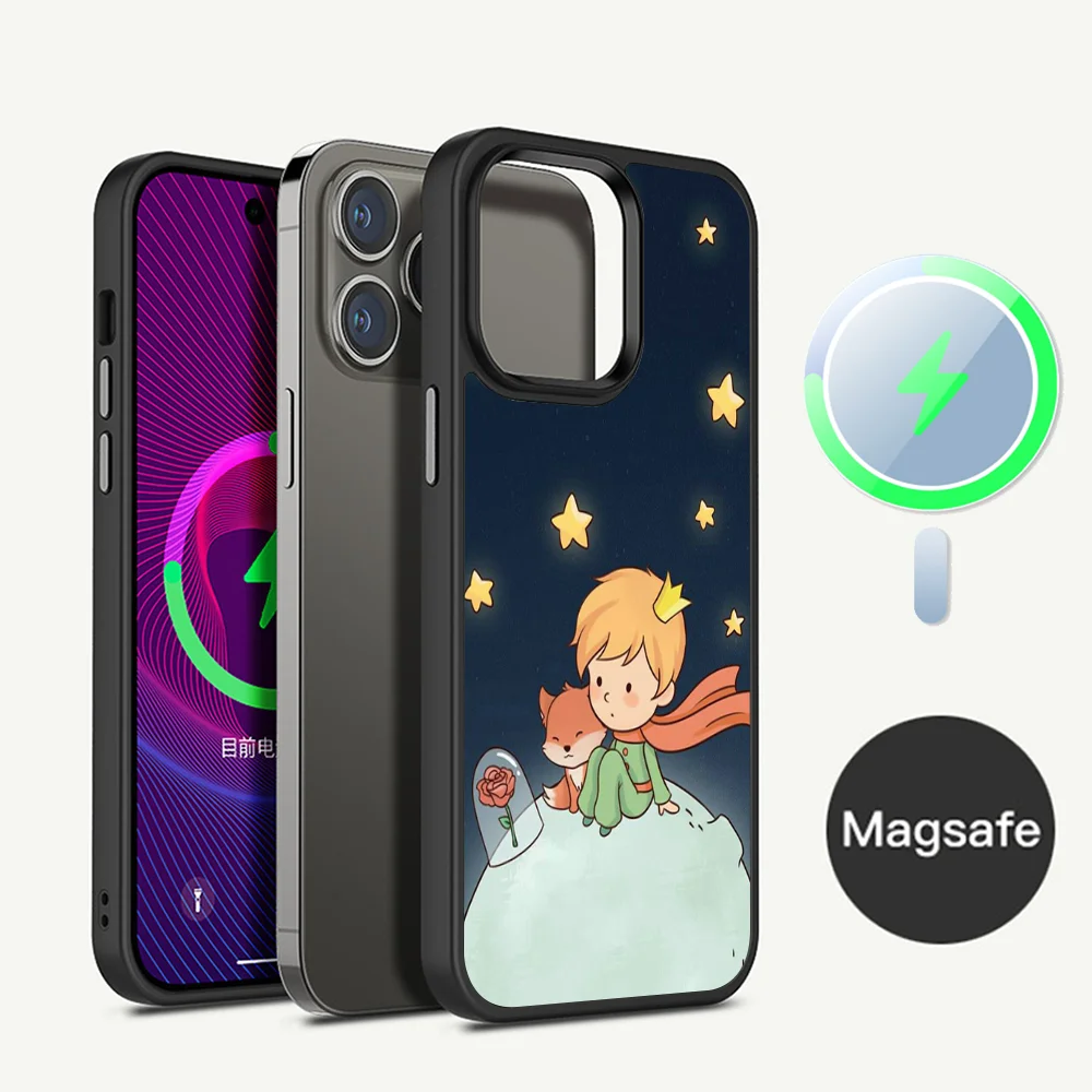 

Art Little Prince Phone Case Magesafe Magnetic Wireless Charge Case For iPhone 11 12 13 14 15 Pro Max Plus Mini