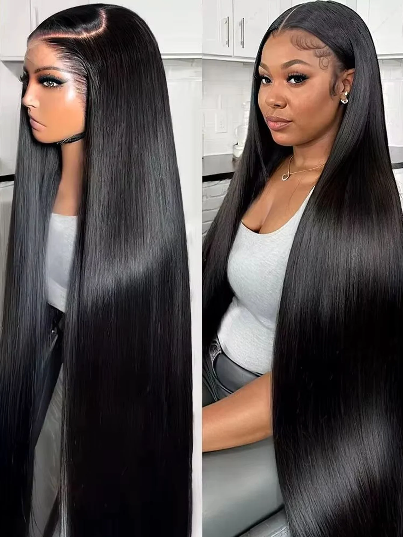 วิกผมแท้ขนาด 42 นิ้ว ความหนาแน่น 200% วิกผมหน้าผากลูกไม้ 13x6  วิกผมแท้ถอนขนแล้วพร้อมผมเบบี้แฮร์  วิกผมหน้าผากตรงแบบไม่ต้องใช้กาว