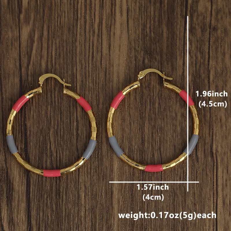 Vintage Large Hoop Earrings -14K Gold Plated Copper Jewelry ForWomen -Elegant Golden Pink Color -Personality Statement Piece