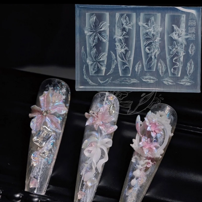 

Flower Nail Art Accessories Silicone Mold Nail Designing Moulds Nail Embellishment Molds for Delicate Manicure Designs