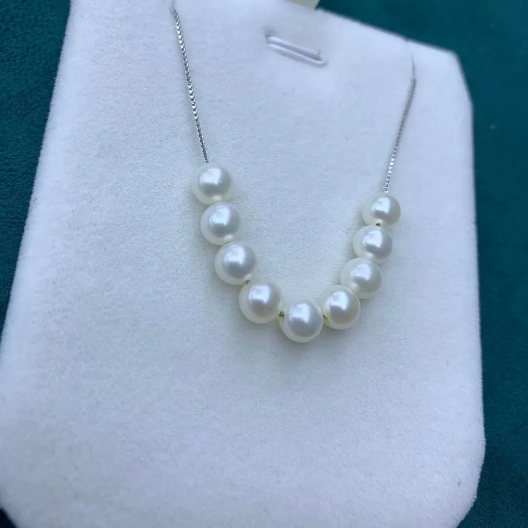 

Simple pearl necklace 18 inch necklace AAAA5-6mm Japanese pearl pendant 925s