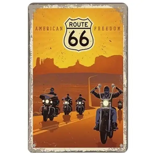 American Freedom Biker Route 66 Metallschild, Kunst, nostalgische Dekoration