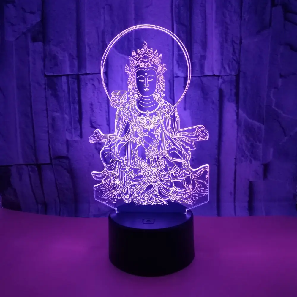 New Buddha Statue 3d  Desk Lamp Seven-color Touch 3d Visual Night Light Gift Customized 7 Color 3d Table Lamp