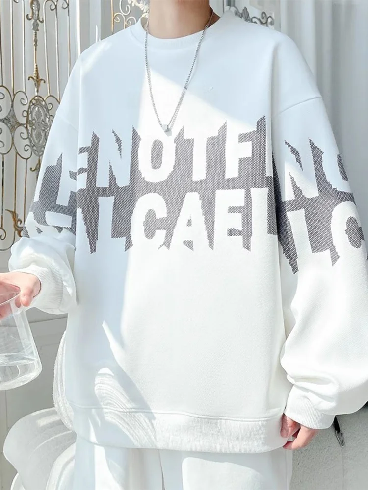 

Свободный оверсайз свитшот с круглым вырезом и капюшоном, мужской, модный, весна-осень 2024, новый стиль, гонконгский стиль, повседневный топ