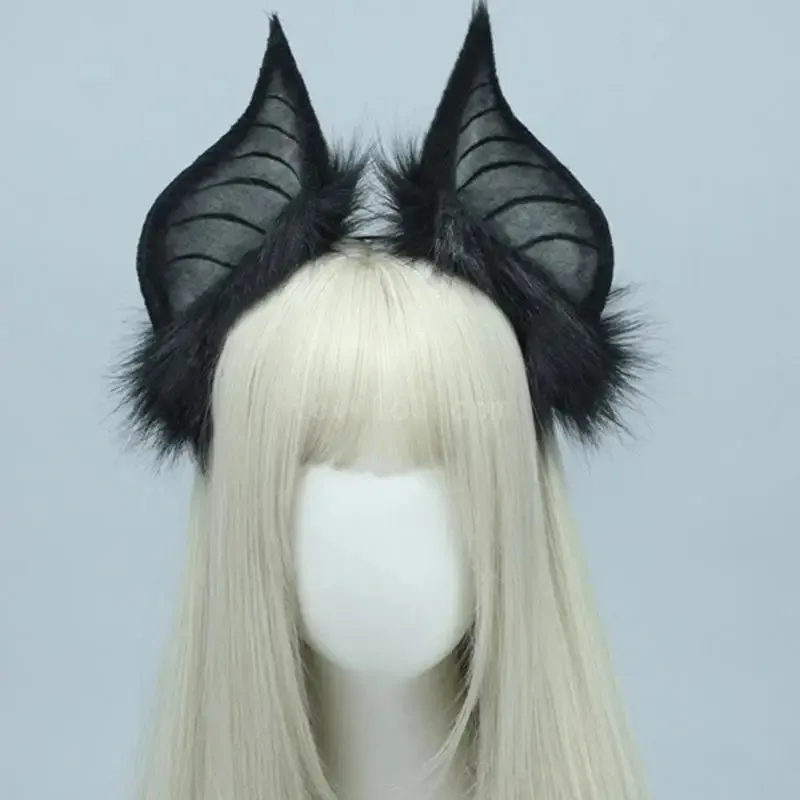 Cats Bat Fauxs Furs Ears Headbands Halloween Fancy Dress Cosplays Costume Handmade Animal Furry Ears Hair Hoop Women 2025