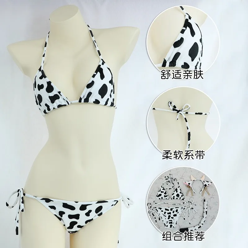 

Anime Cartoon Cow Series Bodysuit Underwear Maid Unifrom Costume Kawaii Girl Bikini Swimsuit Set Outfit Cosplay