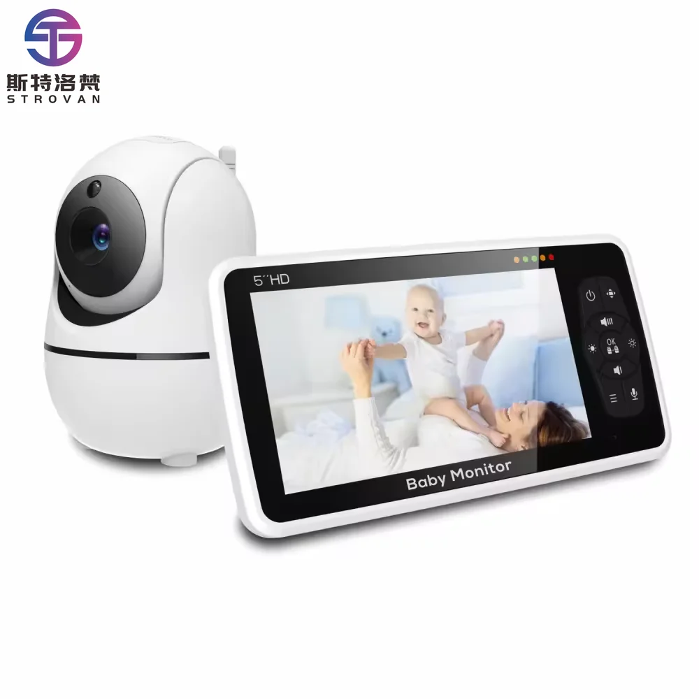 5'' 720P HD Night Vision Infrared Camera ECO BabyPhone Video  Pan Tilt Two-Way Audio IP65 Waterproof Rechargeable Battery